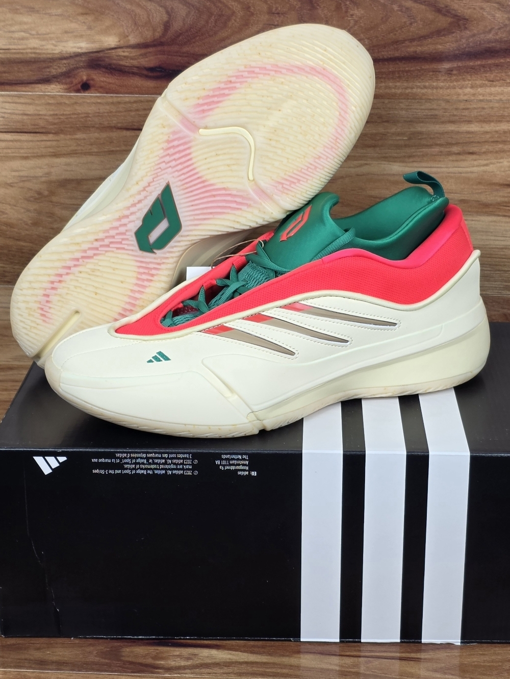Adidas Dame 9 Damian Lillard Vanilla/Red/Sandstone Basketball Shoes JH6627 Sz 12
